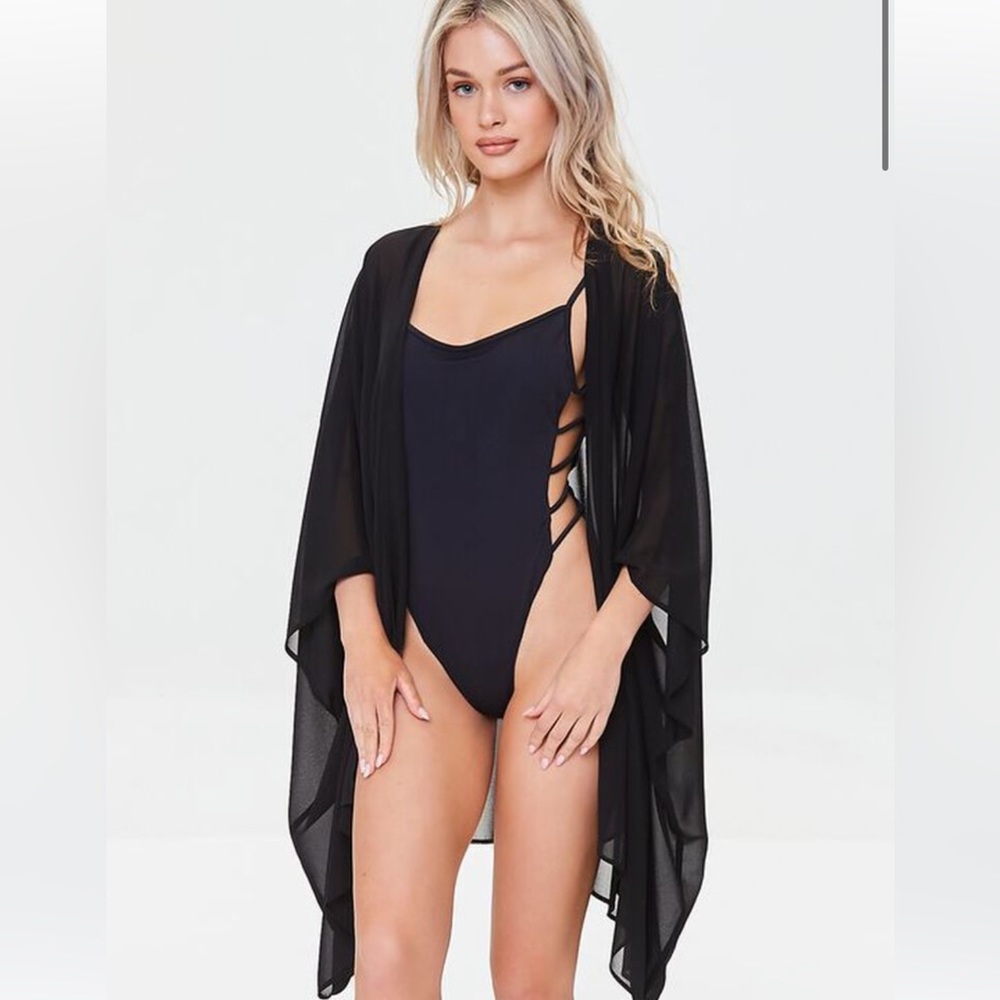 **3/$15** New, chiffon black cover up.  One size.